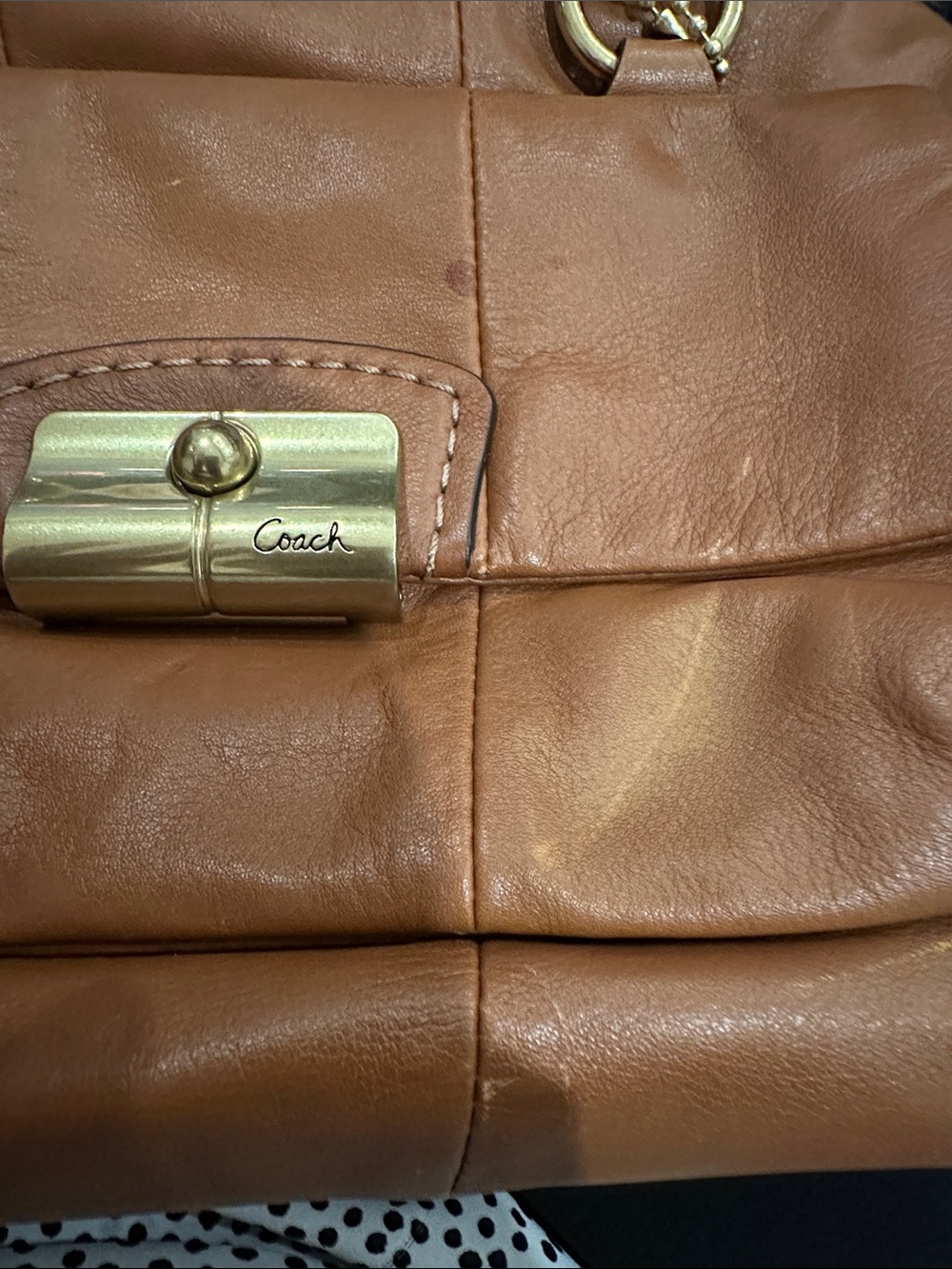 COACH Kristin Tan Leather Satchel with Gold-Tone Hardware - Picture 13 of 16